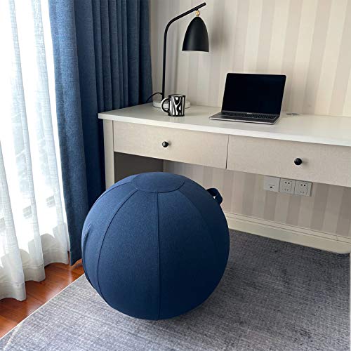 Image of Sitting Ball Chair for Office and Home, Pilates Exercise Yoga Ball with Cover for Balance, Stability and Fitness, Ergonomic Posture Exercise Ball Seat with Handle and Pump