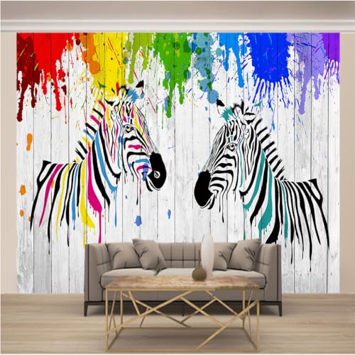 Papier peint intissé grand format 3D zèbre pour décoration murale