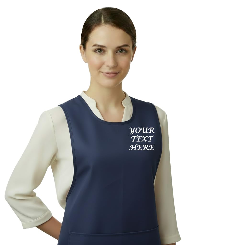 Funky Purple Monkey Personalised Custom Embroidered Ladies Pocket Tabard Workwear Bar Cleaning Apron Choice of colours (NAVY, MED)