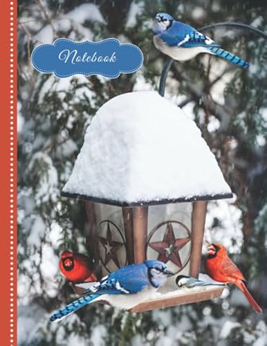 Notebook: Cute Notebook for School / Work / Journaling / Writing / Note Taking / College Ruled 8.5x11 Letter Size Diary / 120 Blank Journal Pages ( ... Red Cardinals and Blue Jays Cover Design )
