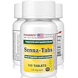 Senna Tablets 100 Ct. | Natural Vegetable Laxative [Made in USA] | Laxatives for Constipation, Colon Cleanser, Detox Cleanse, Constipation Relief for Adults Kids 8.6mg, Stool Softener Plus (1 Bottle)