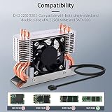 NewHail Radiator 12 V M.2 2280 SSD z wentylatorem chłodzącym PWM 40 mm, miedziane rury cieplne i podkładka termiczna, chłodnica SSD do M.2 2280 NVMe i SATA SSD