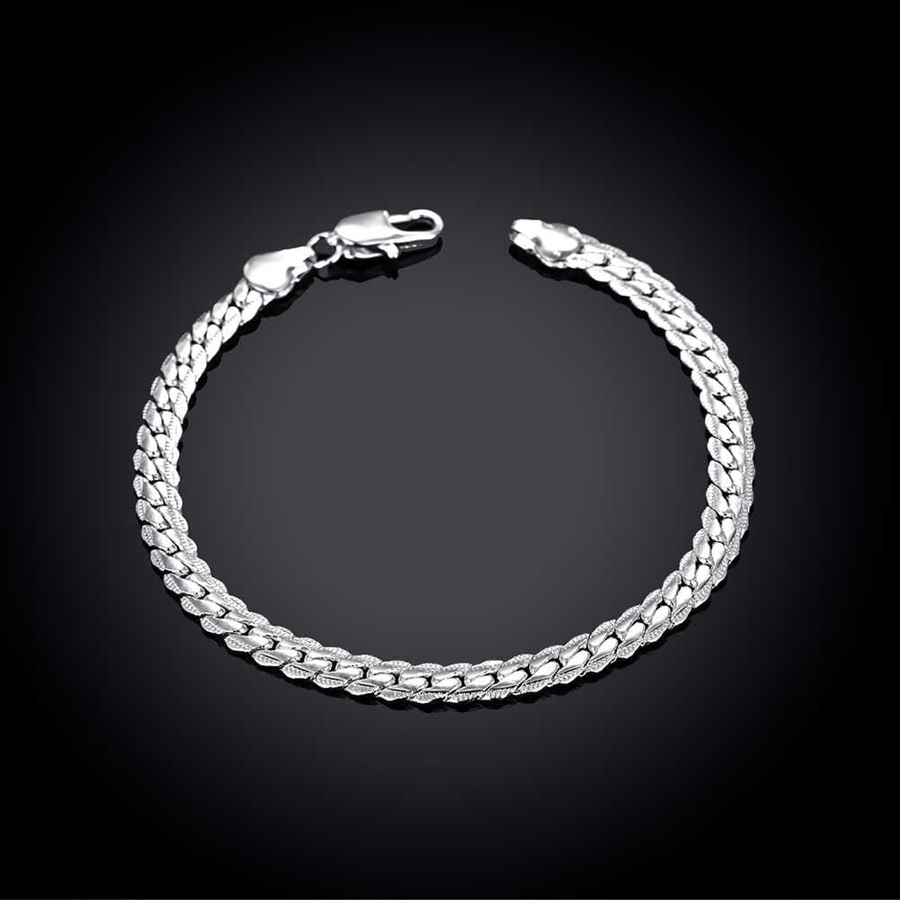 Cutesmile Fashion Jewelry 925 Sterling Silver 5mm Sideways Snake Bracelet for Women - Image 3