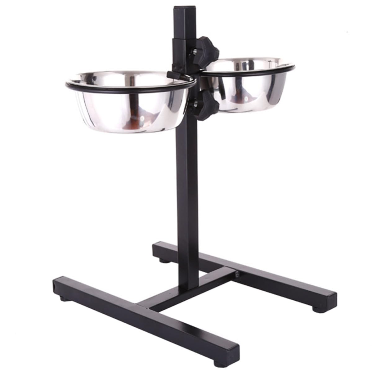 Healvian Gamelle Supports Bols Chien Hauteur pour Réglable en Acier 2 Inoxydable Pliables avec Base Stable à Quatre pour Alimentation et Eau en Voyage
