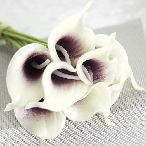 Meideli Artificial Flower,Artificial Callalily Flower Bouquet Fake Flower For Arrangement Wedding Party Home Room Table Decor Purple White #TOP1
