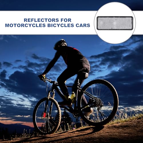 Image of PATIKIL Rectangle Rear Reflectors, 2 Pcs Safety Reflective Warning Reflector Plastic Universal Motorcycle Reflector with M5 Screw Mount for Car Motorcycle Trailer Bike Bicycles, White