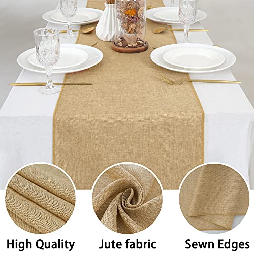 Burlap Table Runners 12 Packs Spring Table Runner Easter Thanksgiving Table Runner Natural Rustic Country Farmhouse Wedding Decor Birthday Engagement Hotel Home Table Decorations 12X108Inch #TOP3