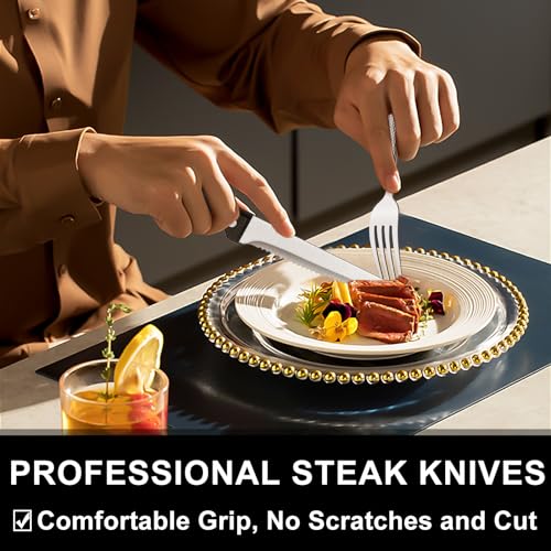 Image of 49-Piece Hammered Silverware Set with Organizer, Food-Grade Stainless Steel Flatware for 8, Cutlery Utensil Sets with Steak Knives, Rust-proof, Mirror Polished, Dishwasher Safe, Wave Hammered