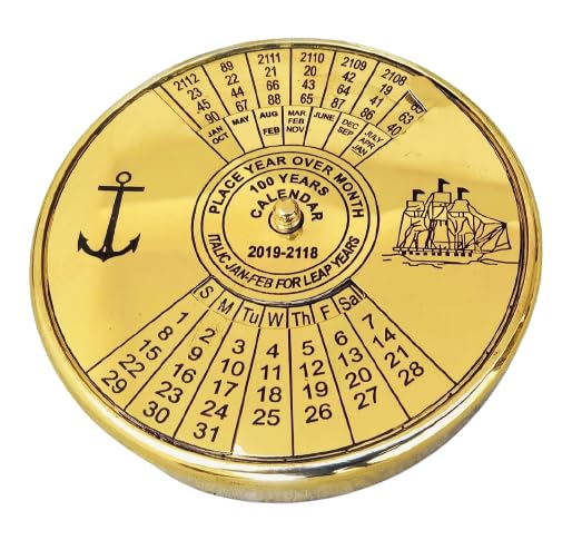 100 Year Calendar Paper Weight Pure Brass