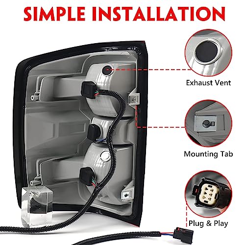 Huray Tail Lights Assembly For 2014-2018 Chevy Silverado Replacement Oe Style Rear Brake Lamp Driver Side And Passenger Side (Black Trim) #TOP4