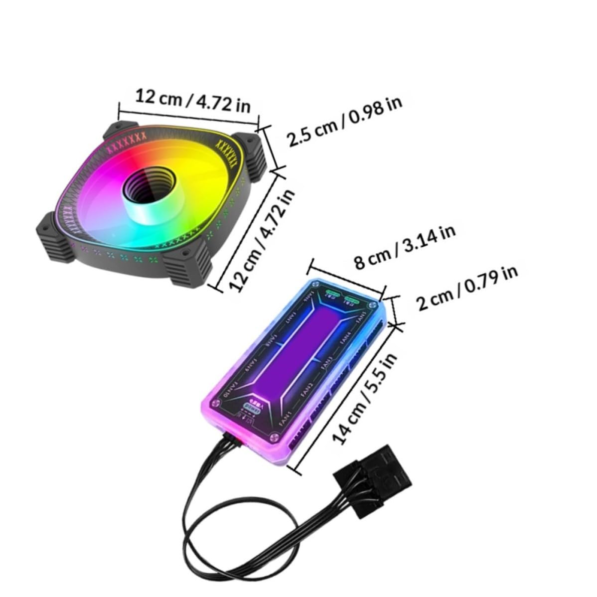 Ventilador para Ordenador con Controlador Silencioso y Refrigeración para Caja de PC Negro, Adecuado para Fiesta Verano en Salas Gaming y Cafés
