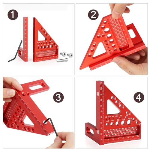 TNEDFOD Zimmermannswinkel Winkelmesser Anschlagwinkel, Anreißwerkzeug für Tischler, 22.5°-90° luminiumlegierung 3D Gehrungswinkel, Mehrzweck Messwerkzeug für Zimmermann,Ingenieur für präzises Anreißen