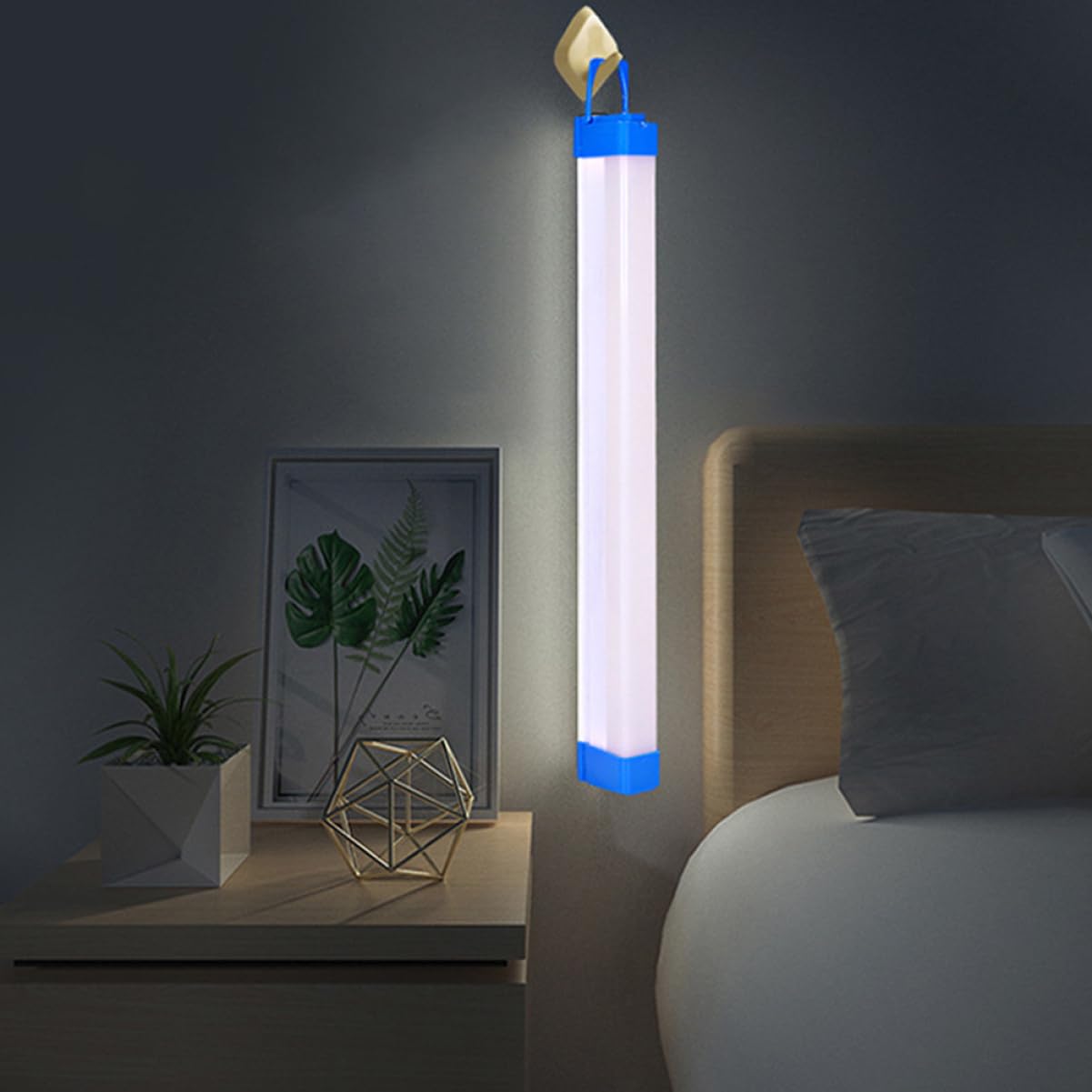 UKCOCO Éclairage LED sous Placard USB Rechargeable Batterie Lithium 1200ma, Lampe D'urgence Étanche et Portable Crochet, Lot de 2 Set de Set de Bleu Cuisine et Bureau