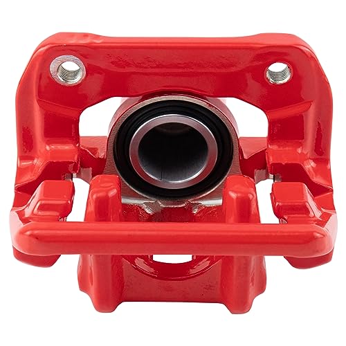 Image of TRQ Rear Brake Caliper Set Painted Red Brackets Compatible with 2001-2003 Acura CL 1999-2008 TL 2003-2011 Honda Element