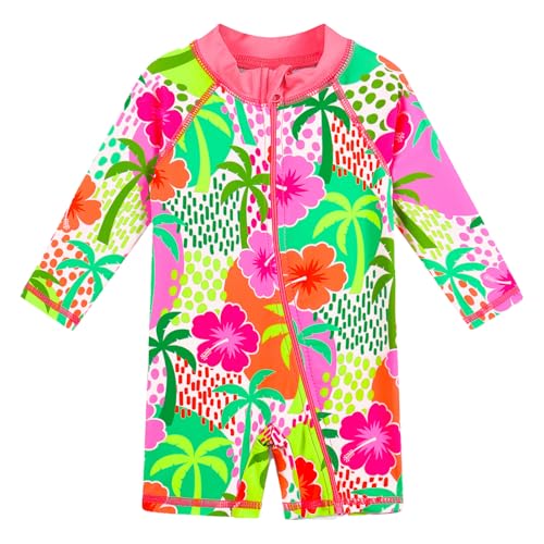 Image of HUAANIUE Toddler Girl Swimsuit Long Sleeve UPF50+ Sun Protection