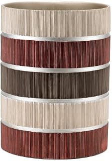 Popular Bath Waste Basket, Modern Line Collection, Burgundy/Brown Stripe