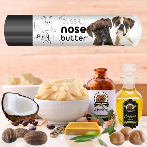 Image of The Blissful Dog Boxer Duo Nose Butter for Dry, Cracked Skin, Lick-Safe Dog Nose Balm with Moisturizing Shea Butter, Almond, Olive, and Essential Oils, Pet Supplies, Uncented, 0.15 oz.