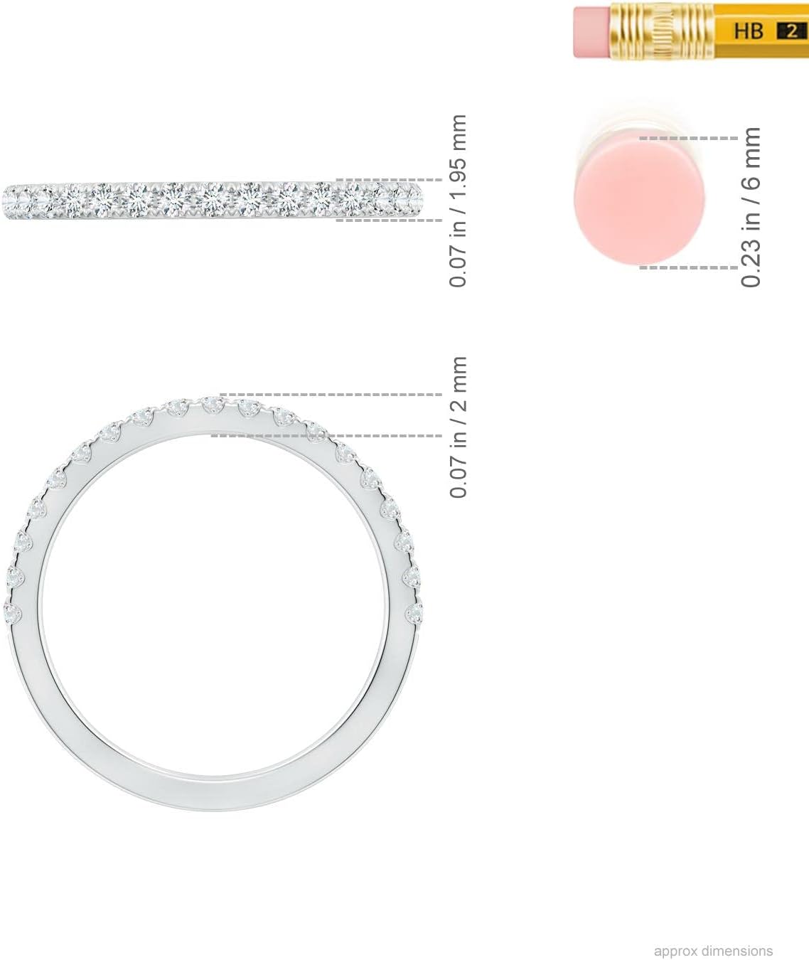 Angara 0.34 ct Diamond Half Eternity Wedding Ring in Platinum | Natural Diamond Stackable Ring for Women | April Birthday, Anniversary Jewelry Gift | GHVS | 1.6mm | Ring Size- 5