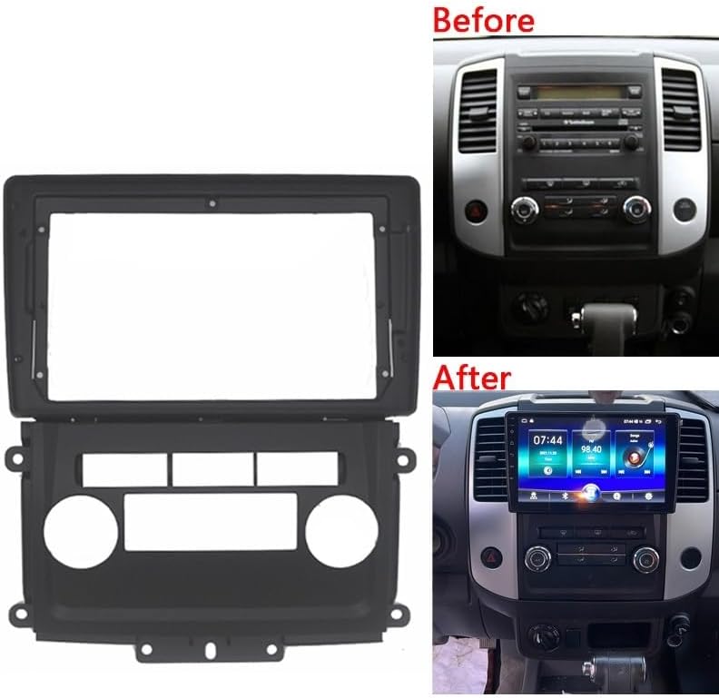 9 Inch 2 Din Head Unit Car Radio Frame Kit Compatible with Frontier Xterra 2009-2012 Auto Stereo Dash Fascia Trim Bezel Faceplate(Fascia and Cable)