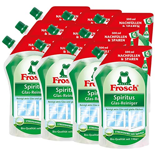 Preisvergleich Produktbild 10x Frosch Spiritus Glas-Reiniger Nachfüllbeutel 500 ml