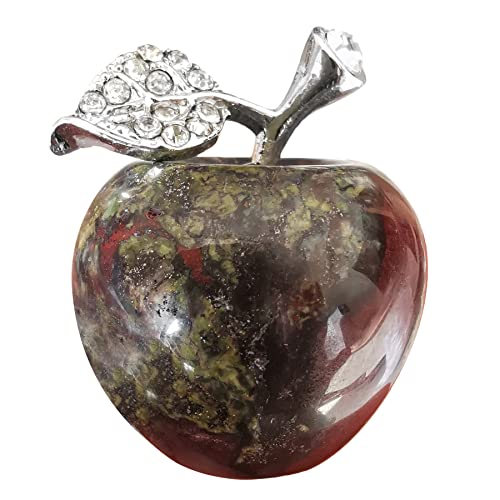 Loveliome Natural Dragon Blood Stone Apple Statue, Healing Crystal Figurine Sculpture Home Ornament Wedding Decoration 3 Cm #TOP1