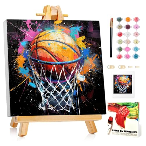 Mandun Paint by Numbers Kit Frame, Basketball Paint by
