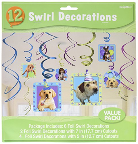 Amscan Adorable Party Pups Swirls Decorations Value Kit, Multicolor, 24