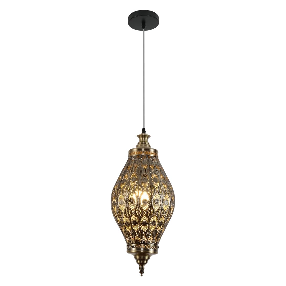 Moroccan Pendant Light, 19.7" Retro Metal Turkish Ceiling Pendant