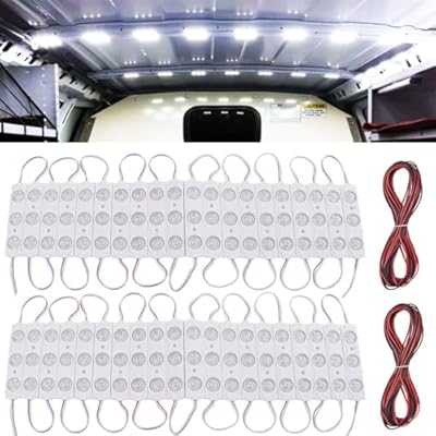 ROYFACC 120 LED Van Light Car Interior Light Bright White Lighting Dome Lamp Ceiling Work Lights Kit for Van Truck Auto Car Vehicle Caravan DC 12V (40 Modules, White)