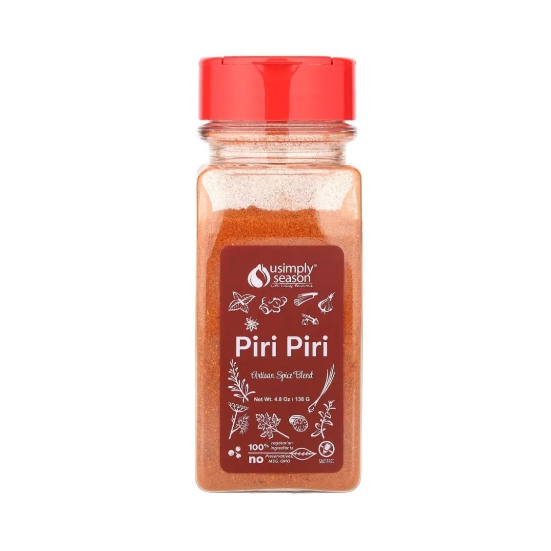 USimplySeason Piri Piri Seasoning, 4.8 oz - African Heat Elevator for Poultry, Seafood & Dishes - Vegan, No-Salt, Non-GMO, Crafted in the USA