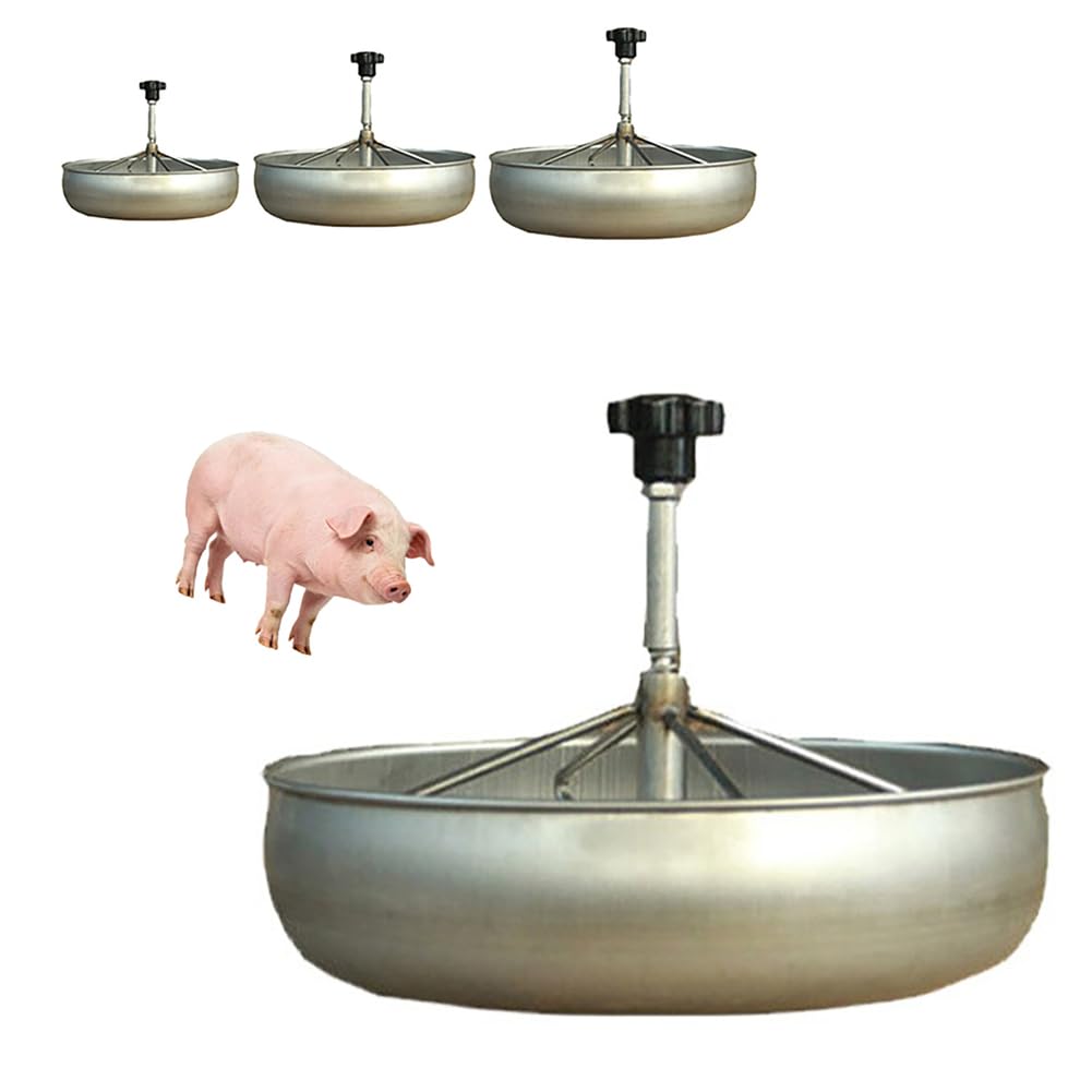 Mangiatoia per Suini in Acciaio Inossidabile Mangiatoia per Pulcini, Mangiatoie A Sospensione, Gabbia Polli Vassoio per Mangime per Suini Adatto A Suinetti E Bovini,Argento,L