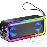 IKT Cassa Bluetooth Potente Portatile con Luci, Speaker Bluetooth 5.4, 30W Basso Potenziato, IPX7 Impermeabile, 7 Luci RGB, 30 Ore Autonomia, Altoparlante Bluetooth per Party, TWS AUX TF-Card