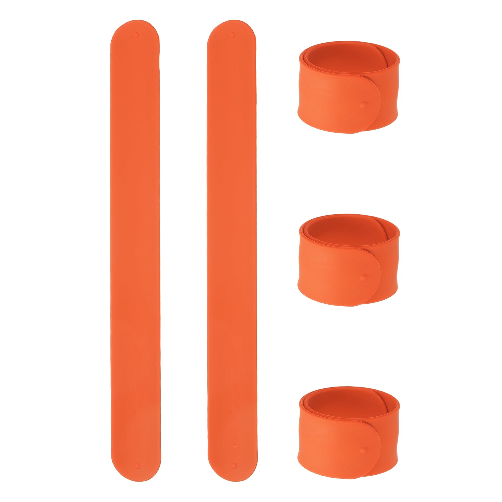 sourcing map 5 Pcs Silicone Slap Bracelets Bulk, Snap Wristbands Bracelets Multicolor Bands Wraps for Party Favors, Classroom Reward, DIY Painting Crafts, Orange