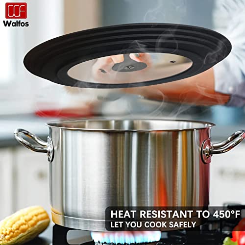 Walfos Universal Pan Lid - Pot Lid For Pots, Pans And Skillets, With Unique Enlarged Heat Resistant Silicone Rim And Tempered Glass, Fits 8" To 12" Diameter Cookware, Bpa Free (1 Piece) #TOP4