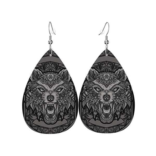 Mujer Pendientes Signo De Lobo Negro Pendientes Colgantes Vintage Aretes De Lágrima Moda Pendientes Cuero Para Cumpleaños Aniversario Fiesta