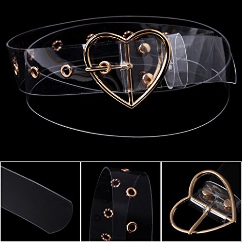 Women Transparent Wide Belt Pin Belt Buckle Invisible Clear Waist Belt Fashion, Length:102cm(40.16in)3