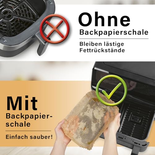 GOURMETmaxx Backpapier für Heißluftfritteuse, 3 bis 5 Liter | Backpapierschale – antihaftbeschichtet & ölbeständig… – Ansicht 4