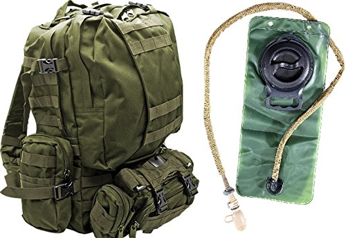 Tactical Military MOLLE Backpack Bundle with 2.5L Hydration Water Bladder & 3 Molle Bags by...