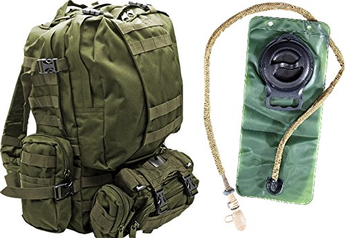 Tactical Military MOLLE Backpack Bundle with 2.5L Hydration Water Bladder & 3 Molle Bags by...