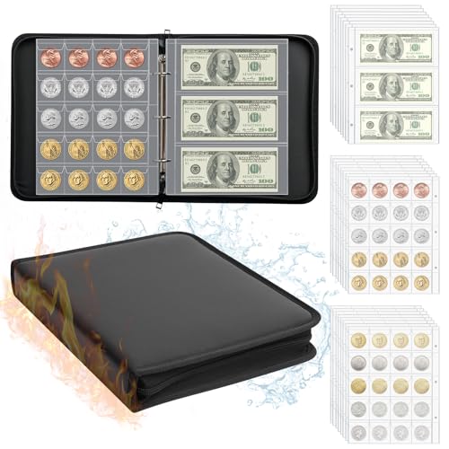 TASZOOS Fireproof Coin Book Collection Holder for Collectors