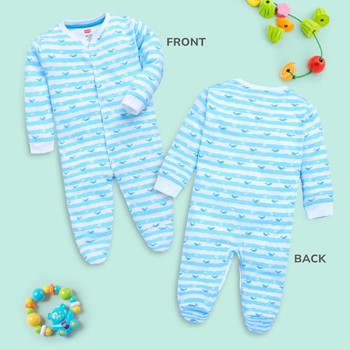 Image of LuvLap Baby Boys and Girls 100% Cotton Full Sleeve Romper /Bodysuit Pack of 3