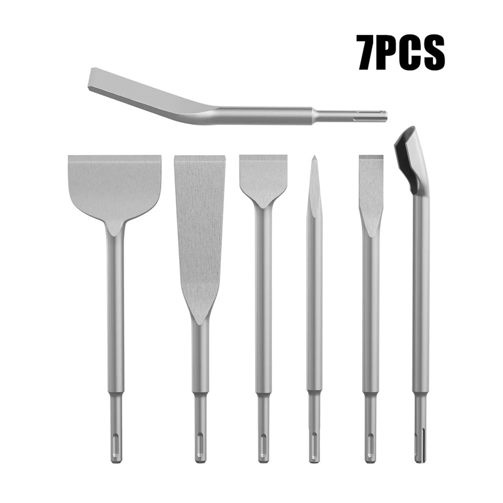 Juego de 7 cinceles SDS/Plus con Punta de Martillo rotatorio, cincel de escalado Plano, Herramientas de mampostería for Remover Bloques de hormigón, Paredes y Rocas.(7PCS)