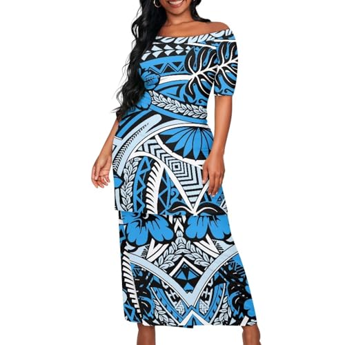 Amazon.com: Yuosegray Blue Polynesia Off The Shoulder Formal Dresses for  Women Soft Tea Party Dresses for Women Orange Hawaiian Dresses for Women  Luau Party Cocktail Party Loose Fit Trendy and Versatile (S) :