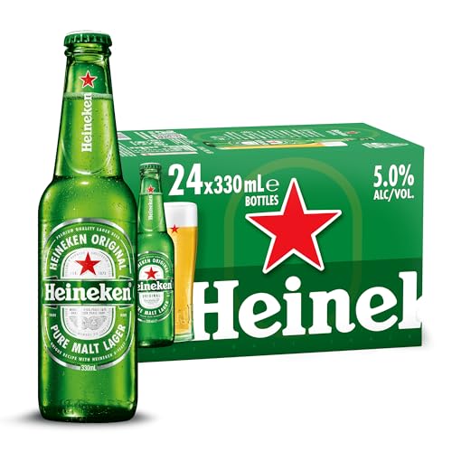 Heineken Original International Premium Lager Beer 5% ABV 24 Pack x 330 ml Bottle Case