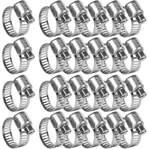 24 abrazaderas de manguera de acero inoxidable 13-19 mm – Abrazaderas ajustables para tubería de agua, manguera de piscina, aplicaciones de jardín