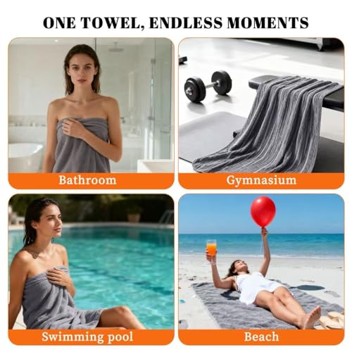 Lunoku 4 Pack Bath Towels Set 35 x 70in Extra Large, Ultra Soft Microfiber - image 9