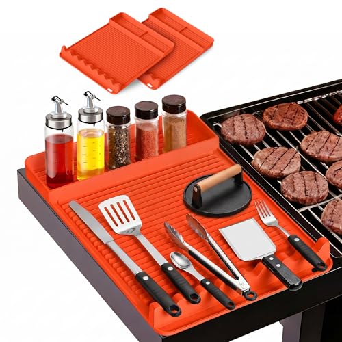 WZGUSXN Heat Resistant Silicone Grill Mat for Blackstone - 2Pack 16x11.5 Non-Slip BBQ Tool Mat Outdoor Cooking Camping & Tailgating for Men GrillingOrange