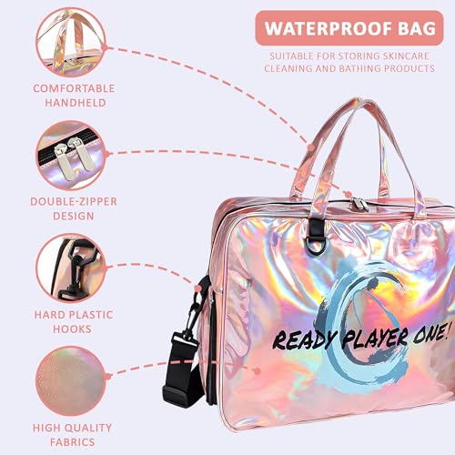 Image of Kuber Industries Pack of 2 Stylish Cosmetic /Makeup Organizer Bag with Zip & Sling Strap | Makeup & Toiletry Travel Kit for Women | Vanity Case with Side Compartment | YJ-33-GD | Gradient Pink