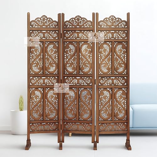 Image of Partition for Living Room,Divider,Partition Wall Divider Screen Separator, Wall Panel Divider for Hall | Bedroom |Office | Puja Room | Restaurant S Design (3- Panels with Stands)