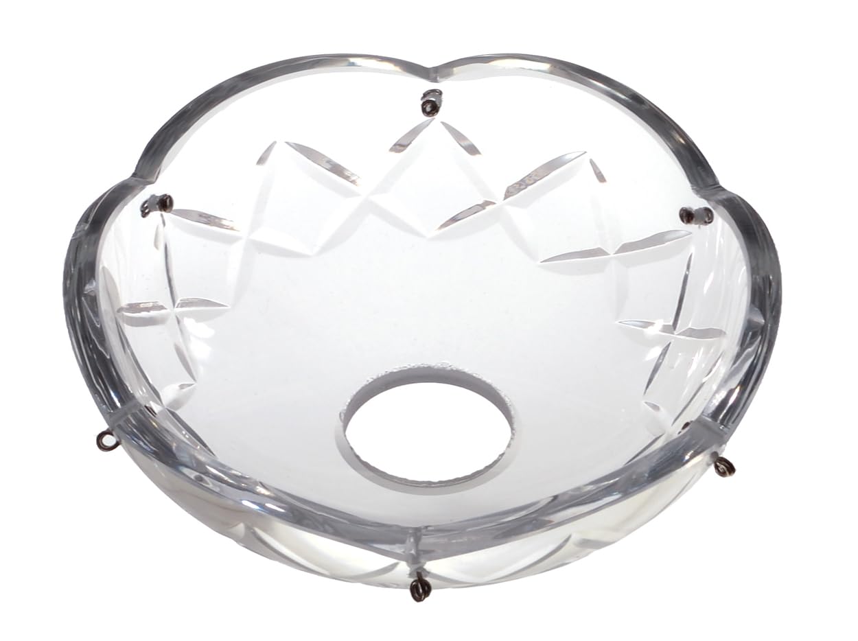 B&P Lamp 4 Inch Glass Bobeche With 5 Pins - Crystal Chandelier Part Diamond Pattern